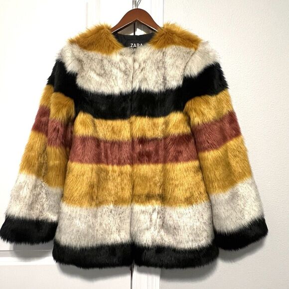 Zara Faux Fur Jacket Coat - Picture 4 of 10